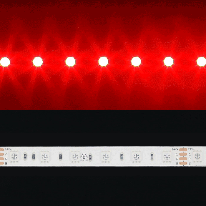 7W per. meter RGB LED strip - 5m, 60 LED per. meter, 24V 