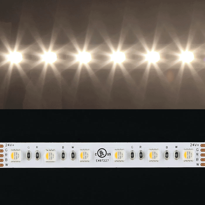 5050 24V RGBW+Neutral White 4000K Multi Color LED Strip Light, 60/m, 5m Reel