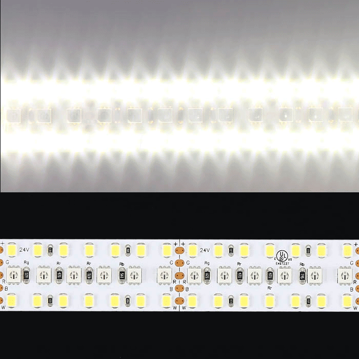 Brightest RGBW + 5000K Neutral White LED Strip, High Density 400/m, 5m Reel