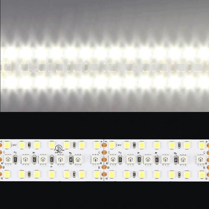 Brightest RGBW + 6500K Cool White LED Strip, High Density 400/m, 5m Reel