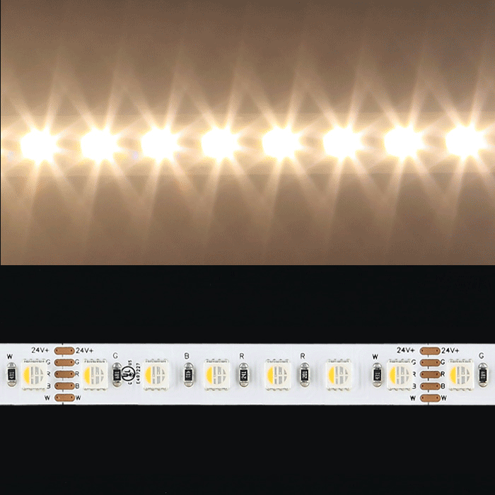Highly Bright RGBW+Soft White 3000K Multi Color LED Strip Light, 84/m, 4m Reel