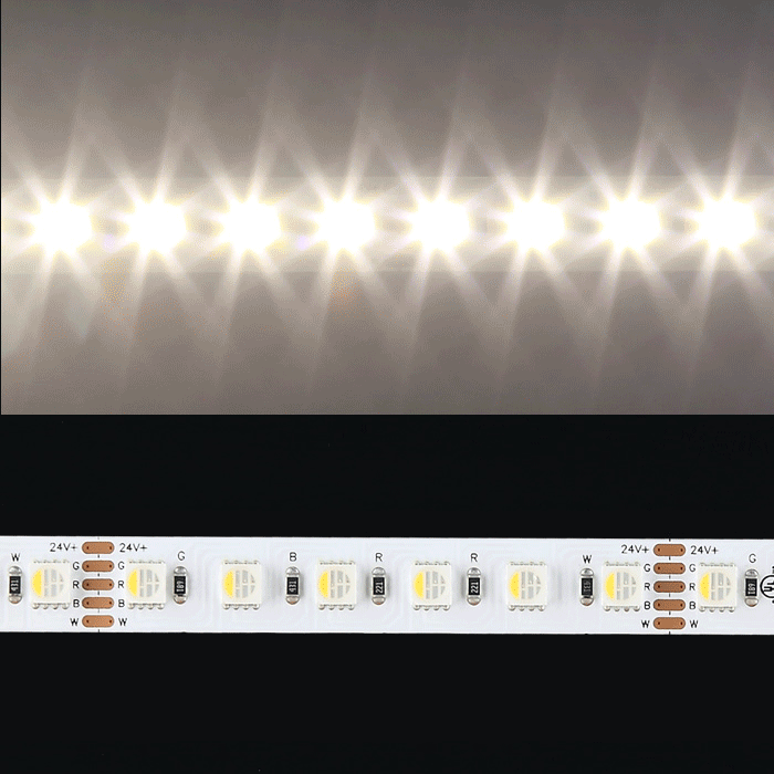 Highly Bright RGBW+Neutral White 4000K Multi Color LED Strip, 84/m, 4m Reel