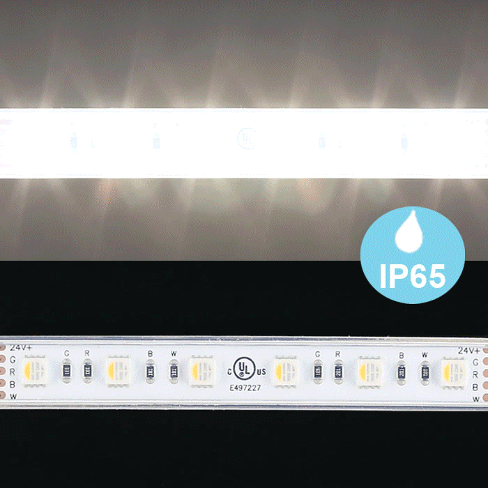 Waterproof 5050 24V RGBW+Neutral White 5000K Multi Color LED Strip, 60/m, 5m Reel, IP65